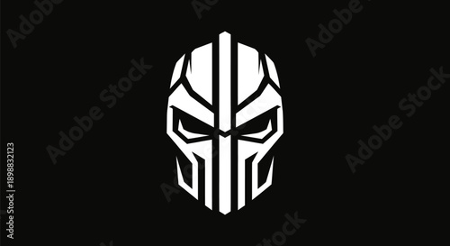 Abstract warrior mask symbol on black