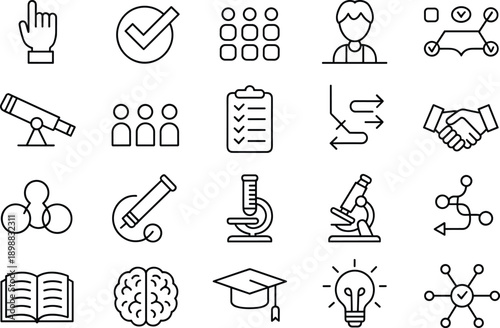 Modern science and educational thin line icons for professional development