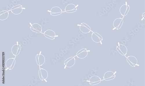 メガネのシームレスパターン背景素材｜線画・エンドレス配置