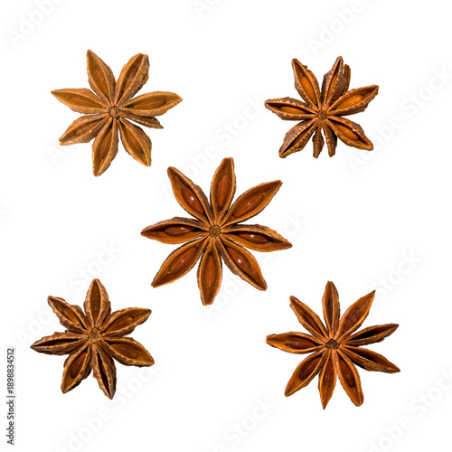 Canvas-taulu Star anise spice displayed  with different arrangements showing the shape and fo
