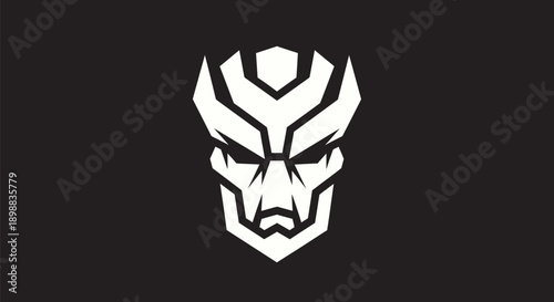 Abstract geometric mask icon on black