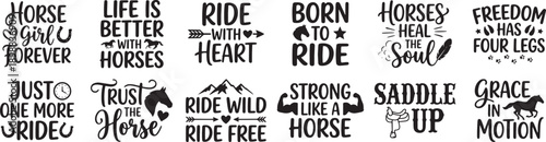 Horse Girl Forever Inspirational Equestrian Quotes Hand Lettered Typography SVG Bundle With Riding Sayings, Western Horse Lover Designs and Ranch Style Art