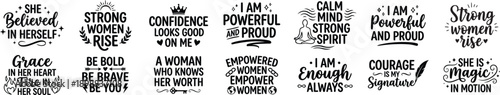 Women Empowerment Quotes Hand Lettered SVG Typography Set With Inspirational Feminine Sayings