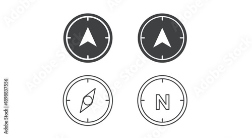 Navigation compass icons show direction finding in four.