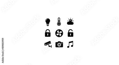 Smart home security system concept with connected devices and sensors for safety