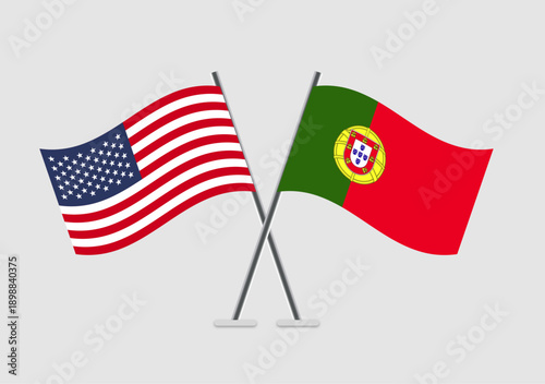 United States and Portugal vector flags artwork in official harmony layout
