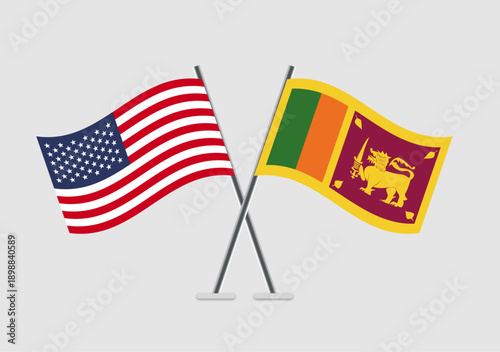 United States and Sri Lanka vector flags styled in ceremonial layout
