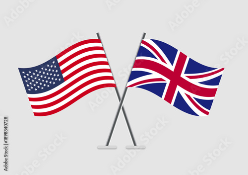 United States and United Kingdom vector flags graphic concept for shared identity