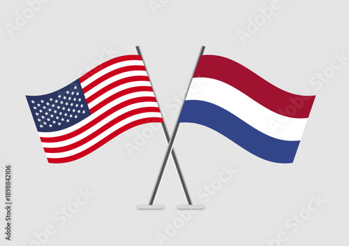 United States and Netherlands vector flags in dual identity graphic layout