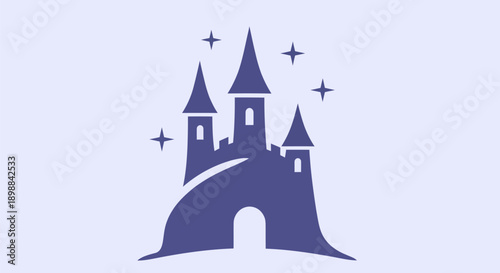 Stylized castle illustration with stars