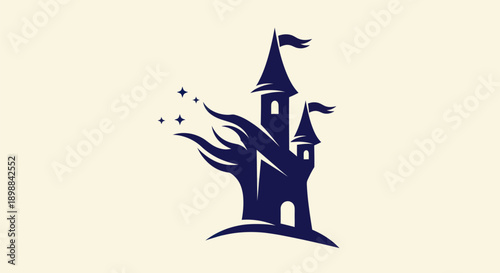 Stylized castle silhouette on light background