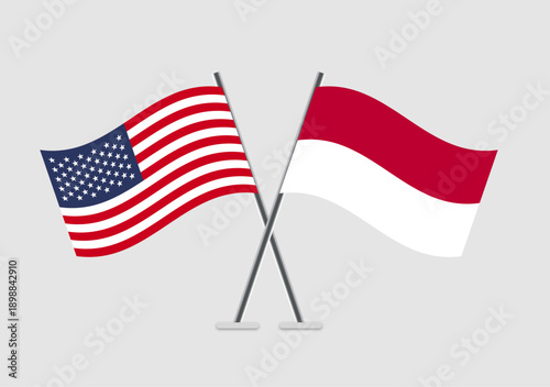 United States and Indonesia vector flags art symbolizing unity