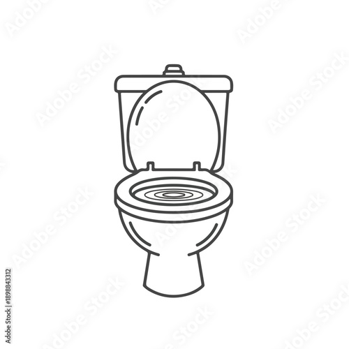 Toilet Bowl with Open Lid and Water Surface