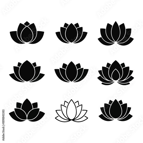 Lotus Flower Silhouette Pattern