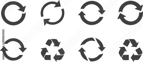 circle arrow icon set, containing refresh, rotation, reload, Repeat and more, recycle symbol Vector illustration