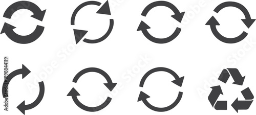 Set of circle arrows rotating icon, Round reload, Refresh, recycle, loop rotation, Circular rotation loading, redo process, Vector illustration	