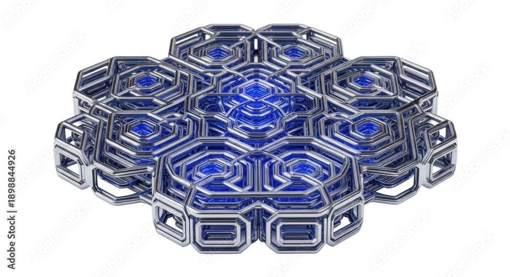 Fototapeta premium Abstract geometric chrome and blue design