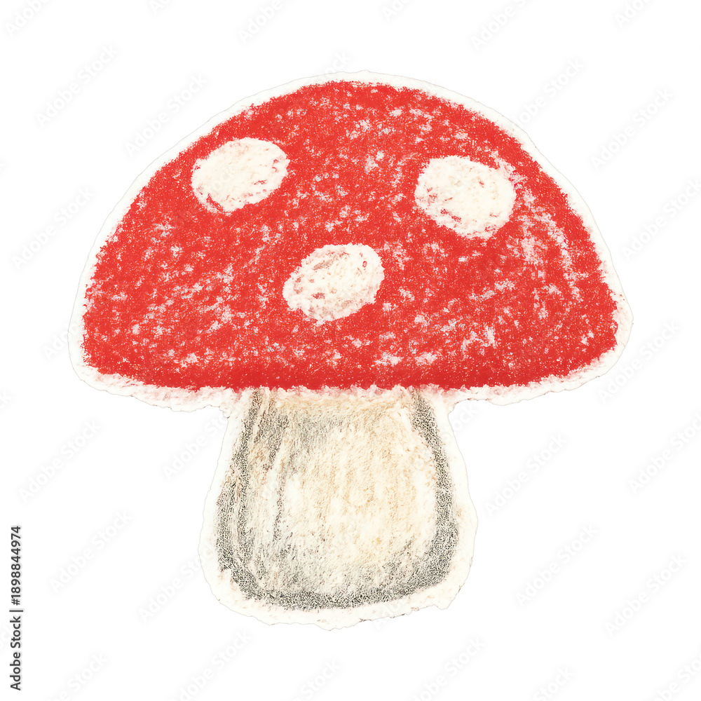 Fototapeta premium PNG Whimsical red mushroom illustration.