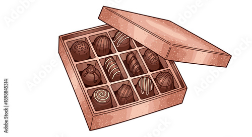 Box of assorted chocolates with various flavors and fillings