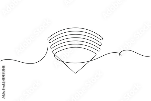 Wi Fi signal icon continuous one line drawing on white background minimalist wireless internet connection symbol outline vector illustration