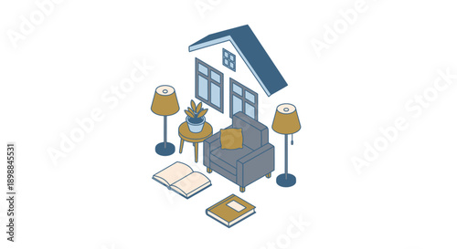 Cozy home interior with furniture and lamps.