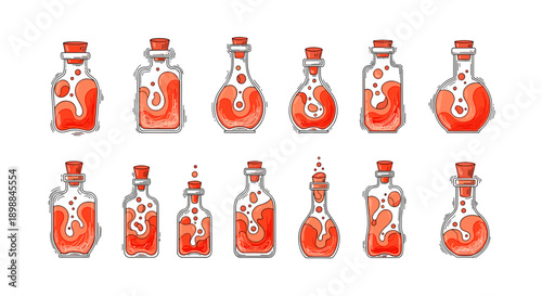 Sequence of human stomach anatomy and digestive system illustration