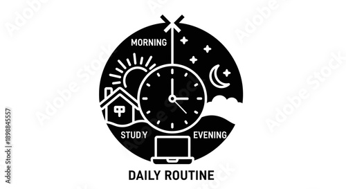 Daily Routine Clock with Morning and Evening Activities.