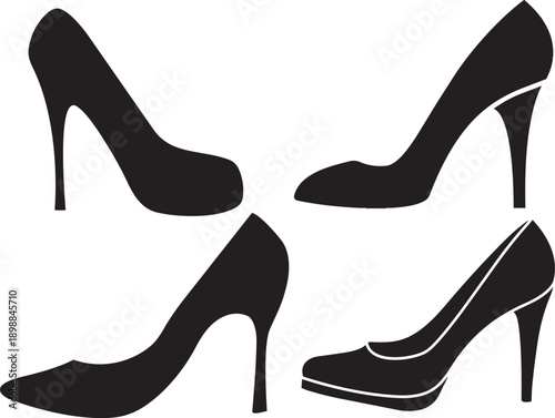 Silhouette of Elegance: A stylish and simple illustration of various elegant high heels. perfect for fashion concepts and design