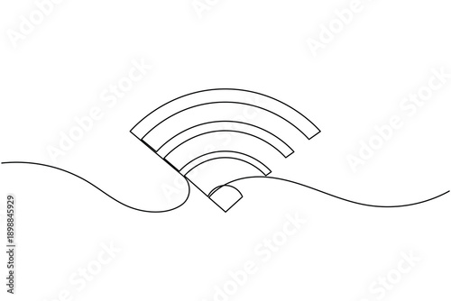 Wi Fi signal icon continuous one line drawing on white background minimalist wireless internet connection symbol outline vector illustration