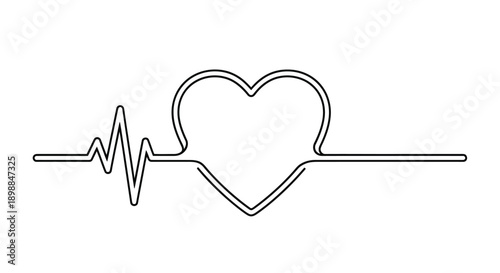 Heartbeat line forming a heart shape a symbol of love and life