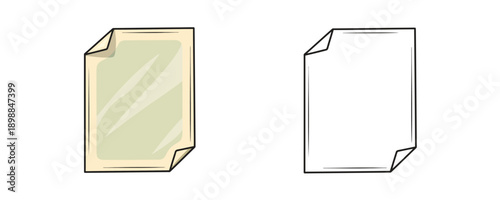 Tracing paper sheet shown in colored and outline styles with beige translucent texture and minimalist black strokes for architectural drawing and design works on white background