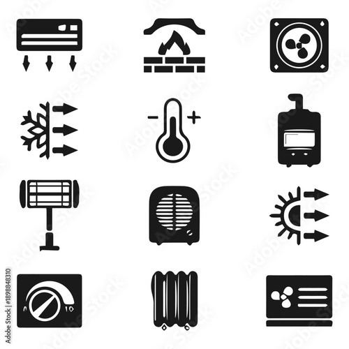 Set of Air Conditioning Vector Line Icons. Air Cooling, Fan, Humidity, Air Circulation, Ventilation. Editable Stroke. 48x48 Pixel Perfect.