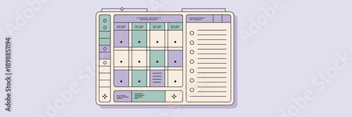 Study planner template vector with weekly timetable – Ideal for student productivity, academic organization, or lifestyle blogs.