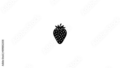 Single Strawberry Silhouette Minimal Black Vector Icon