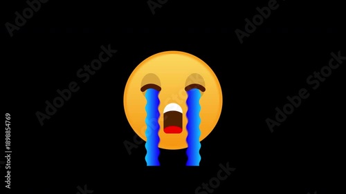 Crying Emoji Animation – Loopable Vector Emoticon with Alpha Channel