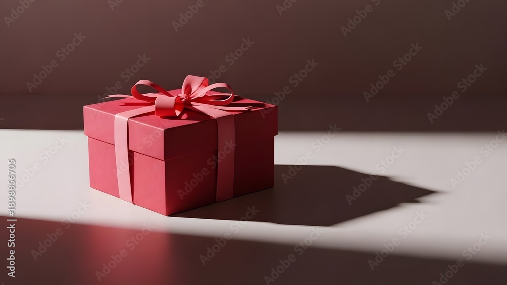 Fototapeta premium Valentine Gift Box with Artistic Light and Shadow Creating Dramatic Romantic Mood