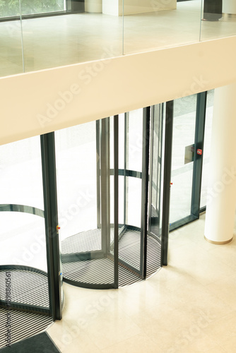 Modern revolving doors with black frame