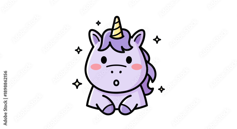 Naklejka premium Cartoon unicorn illustration on white background