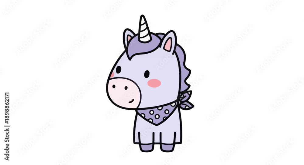 Fototapeta premium Cartoon unicorn illustration on white background