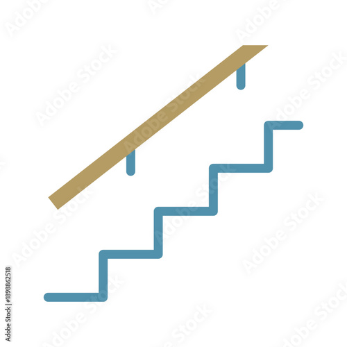 手すり付き階段のカラーアイコン