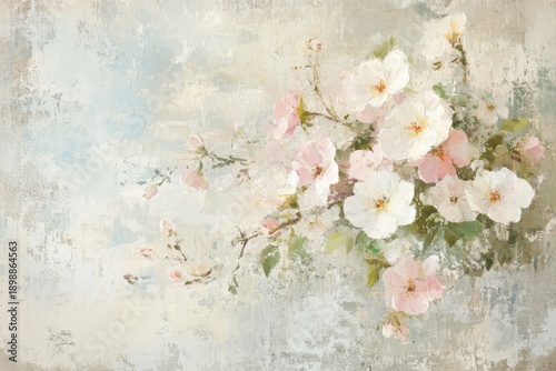 Soft Pink and White Roses on Textured Background artistic