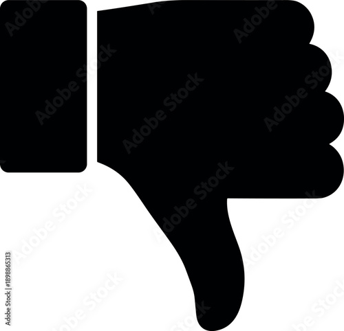 Thumbs down icon, vector silhouette black and white cricut design, hand gesture of disapproval, isolated dislike symbol for social media and rejection