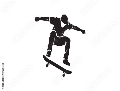 Dynamic skateboarder silhouette in action