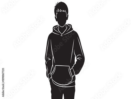 Minimalist black and white hoodie illustration