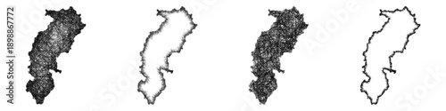 Sketch Chhattisgarh map design set