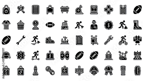 Vector Icons Collection: Sports, Work, Health, and Tools