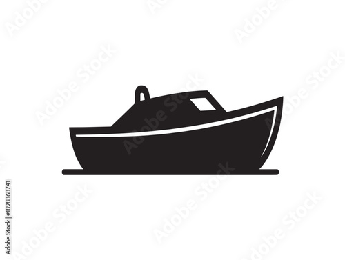 Minimalist black and white speedboat vector illustration