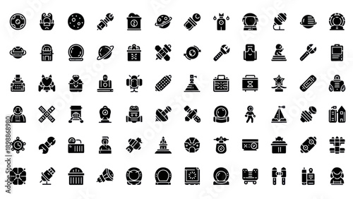 Space Icons Collection: Astronauts, Planets, Rockets, Satellites, and More
