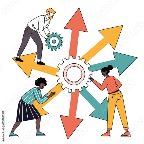 Diverse team working together to achieve common business goals