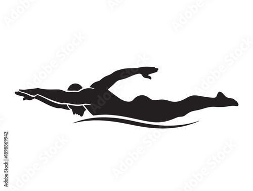 Dynamic silhouette of a swimmer in action